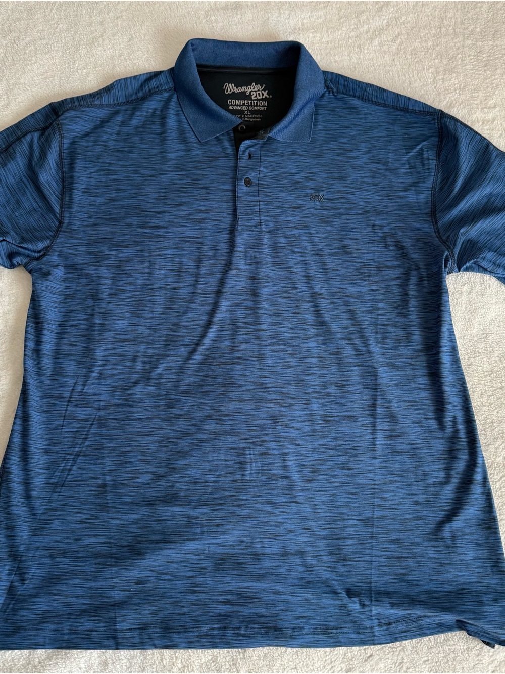 Wrangler Men's Heathered Navy Performance Polo
